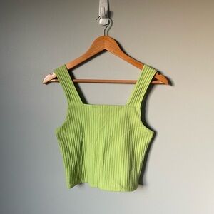 American Eagle Outfitters Lime Green Ribbed Tank Top Classic